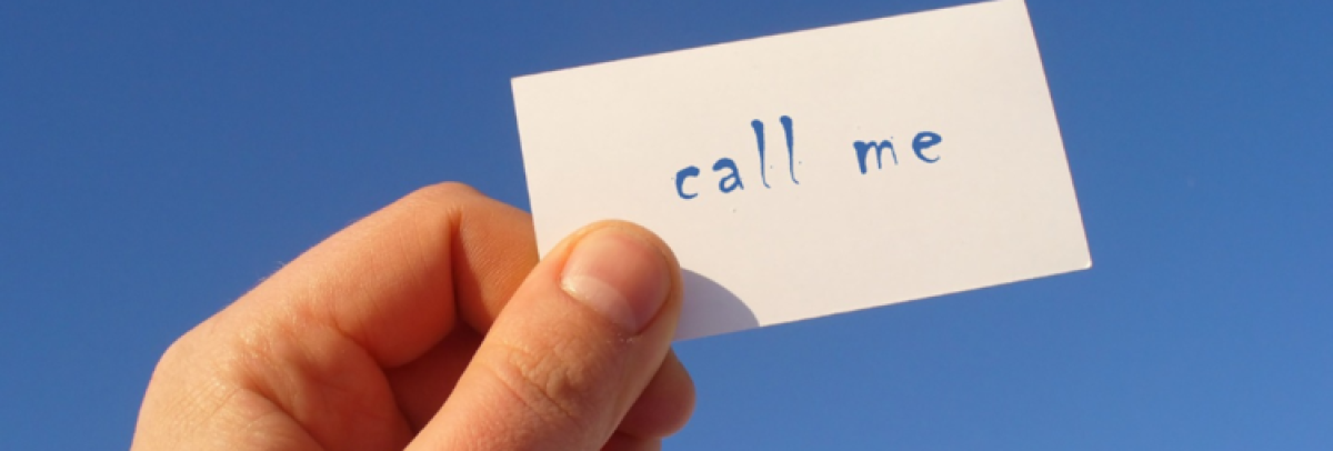 Card that says "call me"