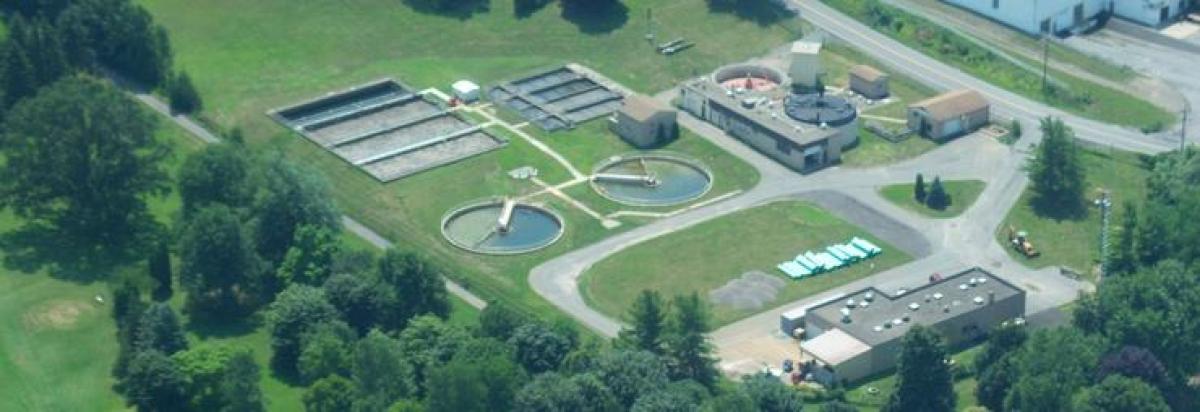 Aerial view of wastwater treatment plant
