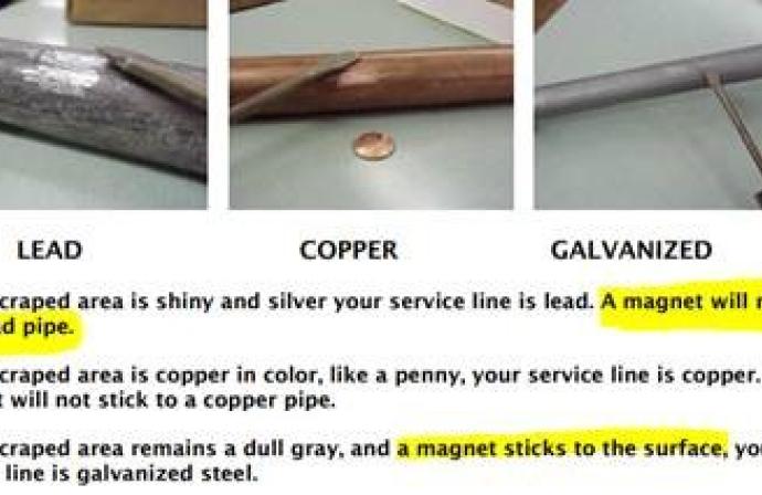Lead, Copper and Galvanized Pipes scraped for identification