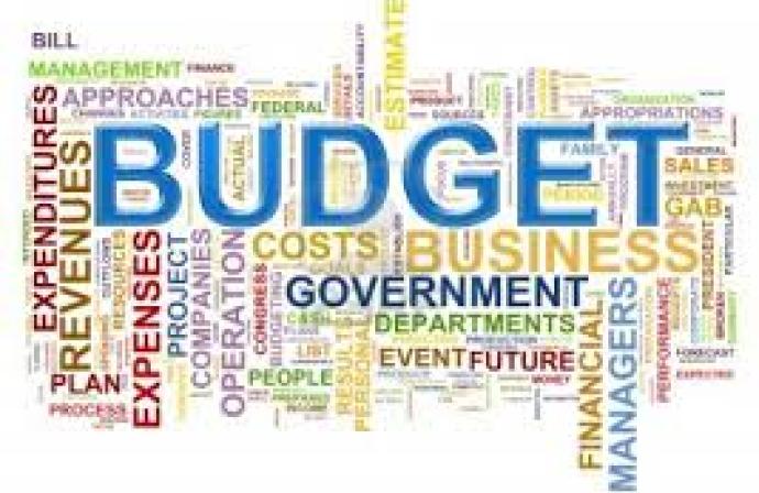 Mosaic of Words having to do with Budget